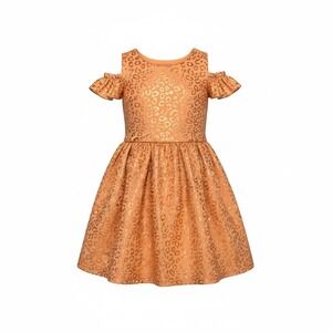 Vince Camuto Girls Size 6 Peach Gold Leopard Print Dress Fit &‎ Flare